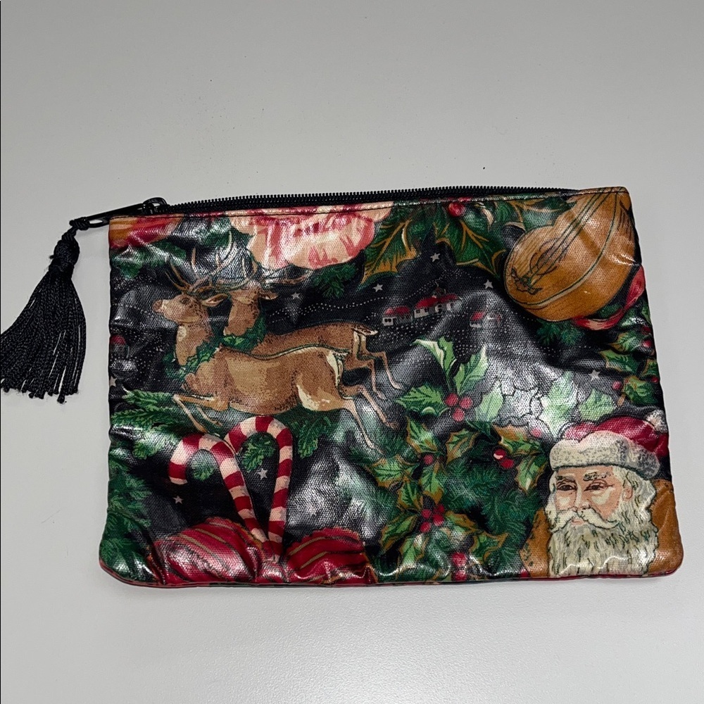 Nordic House Design Festive Christmas Print Zip Pouch - Black / Green